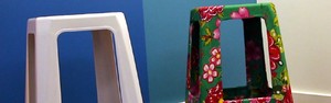 Faça você mesmo um banco de plástico decorado com tecido (Reprodução/ZAP)