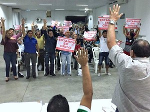 Greve dos bancários do amazonas foi estabelecida em assembleia (Foto: Divulgação/Seeb-AM)