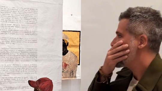 Bruno Gagliasso se emociona com obra de arte inspirada no filho Bless exposta em Madri