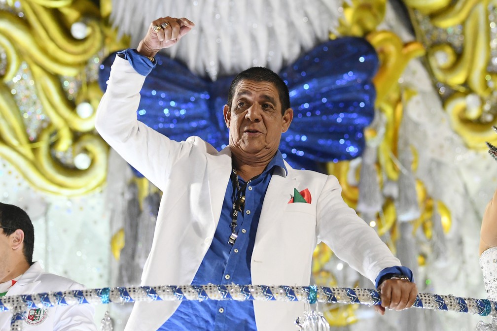 Zeca Pagodinho veio no último carro da Grande Rio — Foto: Alexandre Durão/g1