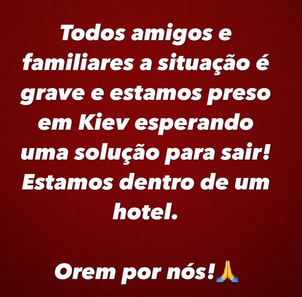 Junior Moraes, atleta brasileiro que atua no Shakhtar Donetsk, fez uma publicação nas redes sociais pedindo orações.  — Foto: Reprodução/Instagram
