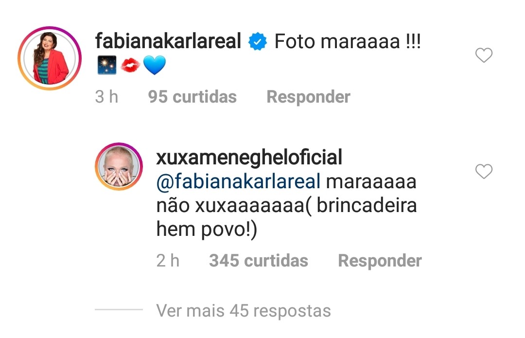 Xuxa Meneghel responde o comentário de Fabiana Karla (Foto: Reprodução /instagram)