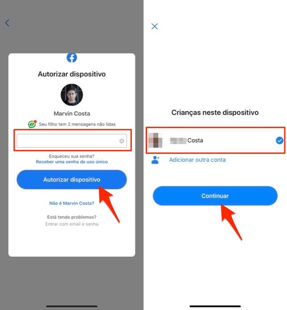 Ação para autentir e definir uma criança como usuário do aplicativo Messenger Kids — Foto: Reprodução/Marvin Costa