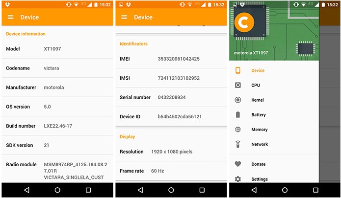 App traz detalhes do hardware do smartphone com Android (Foto: Reprodução)