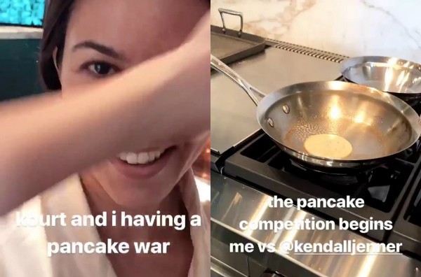 Kourtney Kardashian e Kendall Jenner fazem “competição de panqueca”  (Foto: Reprodução Instagram)
