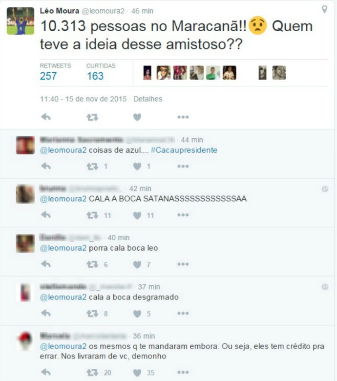 Léo Moura ironiza público pequeno em amistoso do Flamengo no Maracanã