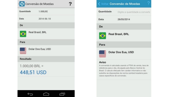 Câmbio Legal, app do Banco do Brasil, tem conversor de moeda (Foto: Divulgação)