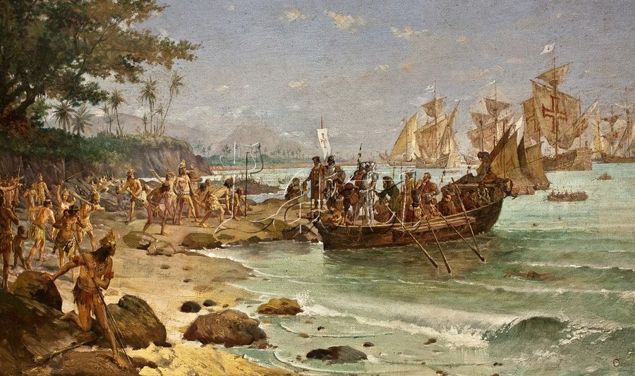Pintura sobre o período histórico das 'Grandes Navegações' (Foto: Reprodução)