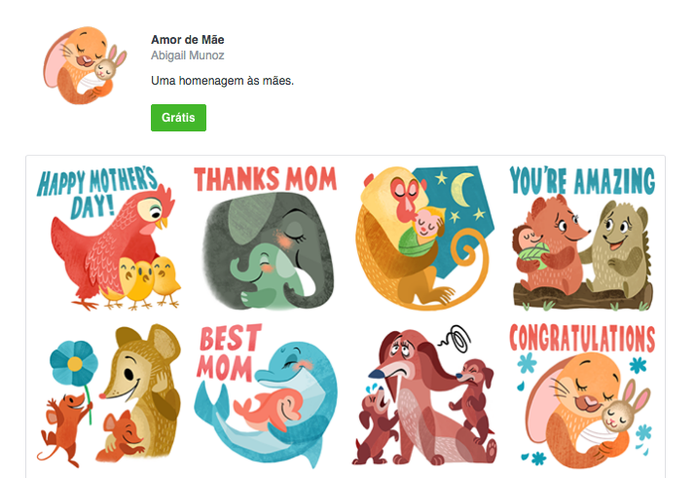 Amor de Mãe são os novo stickers do Facebook para o Dia das Mães (Foto: Reprodução/Facebook)