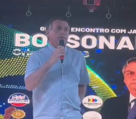 O ex-presidente Jair Bolsonaro discursou para apoiadores em evento na Flórida (EUA) — Foto: Reprodução