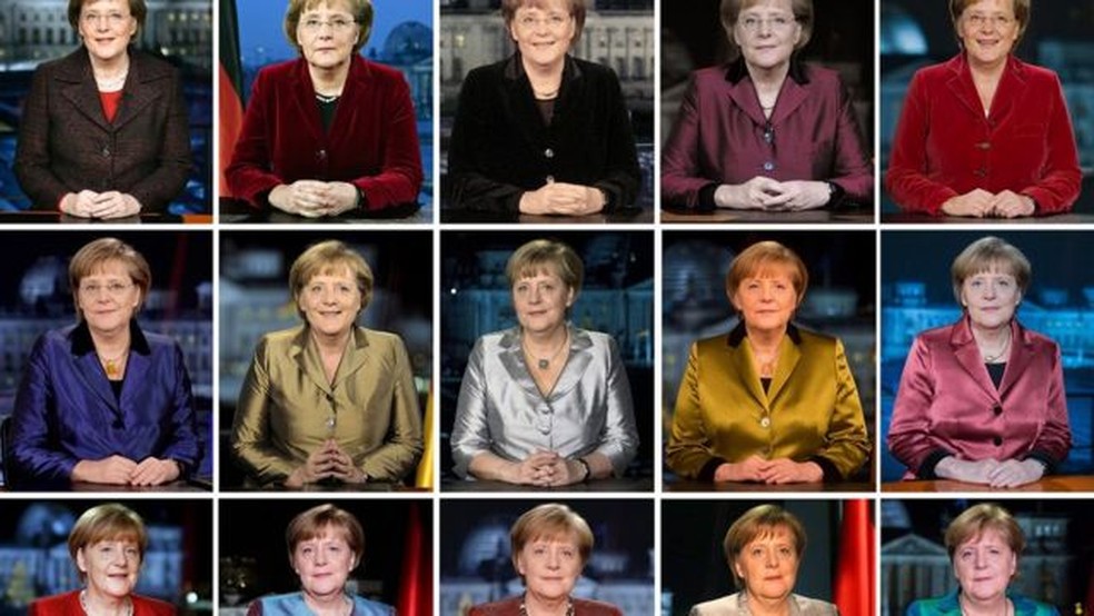 A primeira-ministra em discursos de Ano Novo entre 2005 e 2019: era Merkel acaba no fim de 2021 — Foto: EPA