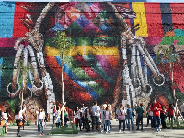 Mural 'Etnias', do grafiteiro Eduardo Kobra, foi grande sucesso durante a Olimpíada (Foto: Divulgação/Estúdio Retrato)