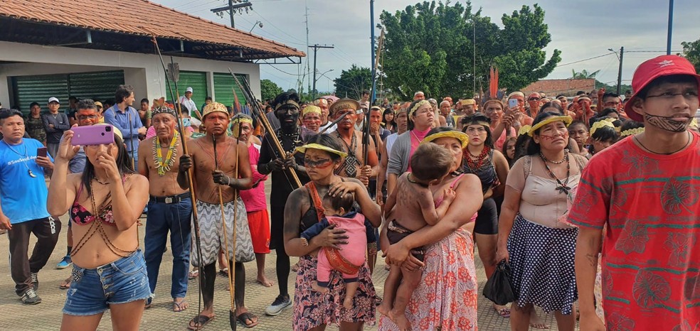 Ato ocorreu nesta segunda-feira (13), em Atalaia do Norte.  — Foto: Alexandre Hisayasu/Rede Amazônica