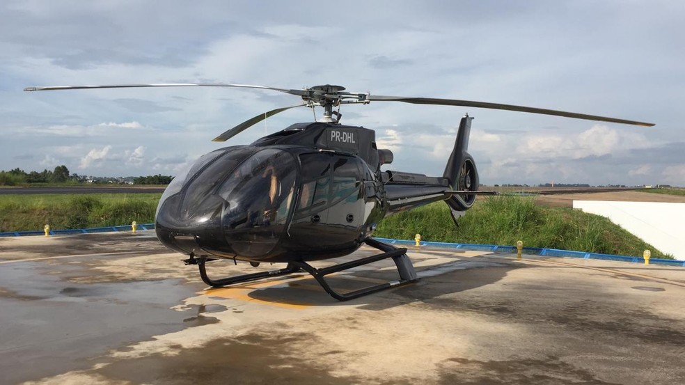 Helicóptero foi apreendido com cocaína em Presidente Prudente (SP) — Foto: Bruna Bachega/TV Fronteira