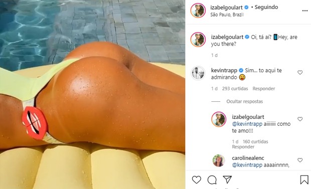 Goleiro alemão Kevin Trapp elogia a noiva, Izabel Goulart, em português (Foto: Reprodução/Instagram)