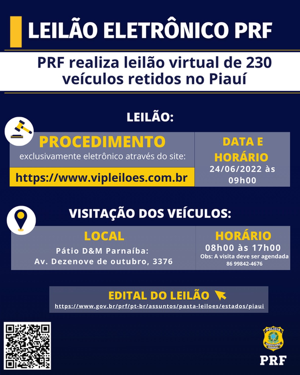 Leilão da PRF — Foto: Divulgação /PRF
