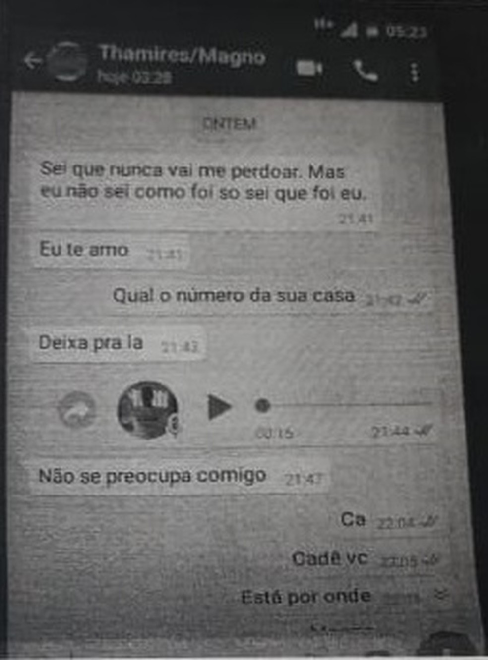 Conversa por whatsapp aponta que namorado pode ter assassinado Thamiris e suas filhas em SÃ£o Vicente, SP (Foto: DivulgaÃ§Ã£o/PolÃ­cia Civil)