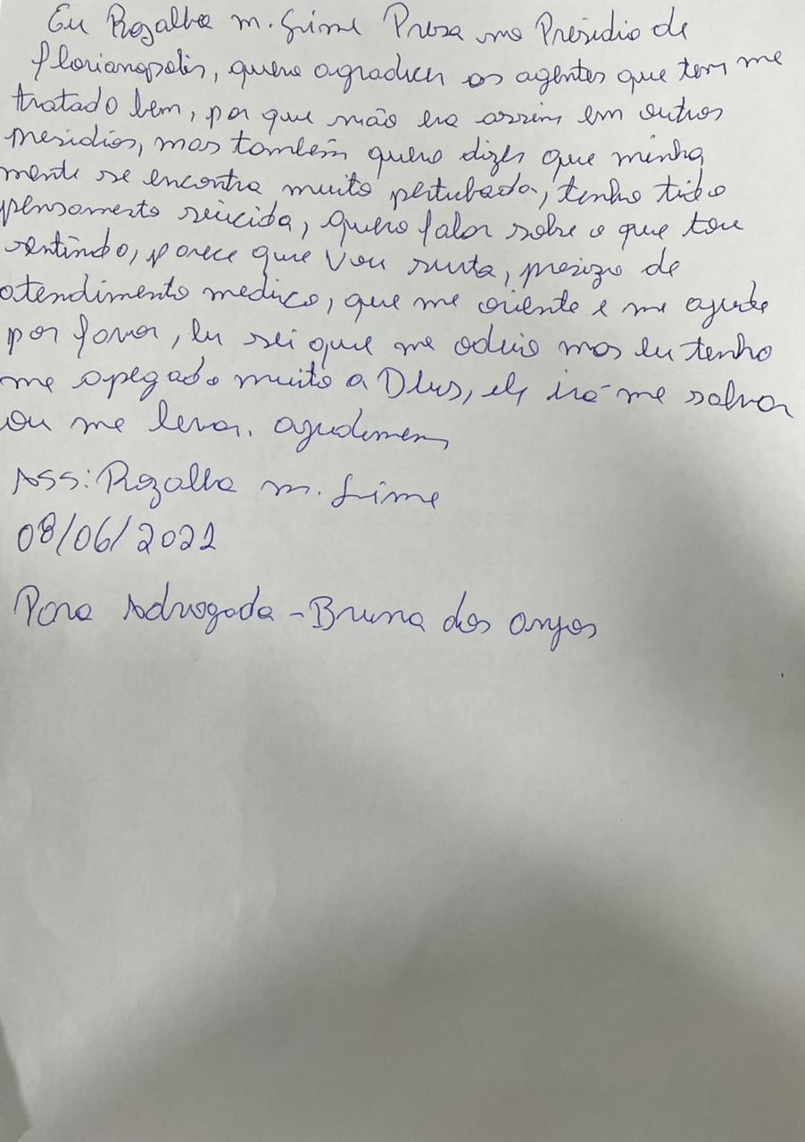 Carta foi escrita da prisão (Foto: Bruna dos Anjos)