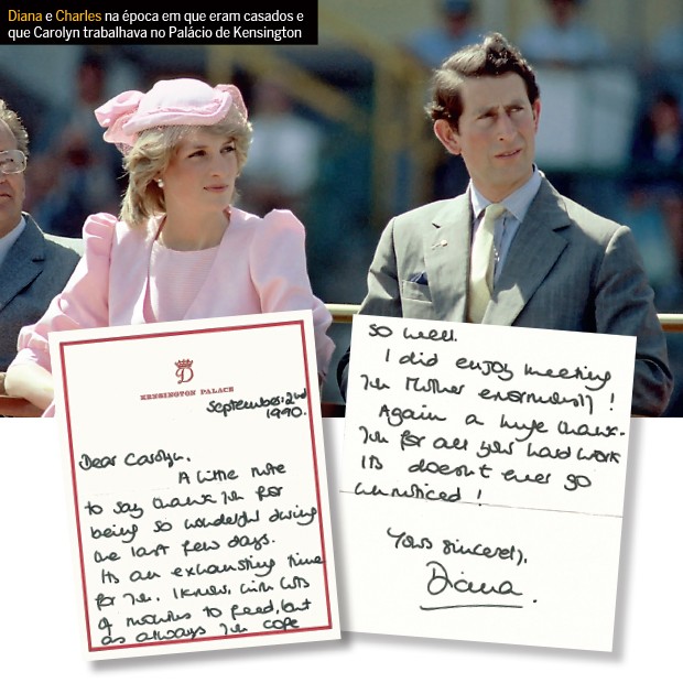 Diana e Charles na época em que eram casados. Após um evento a princesa Diana fez questão de escrever uma carta de prórpio punho para Carolyn agradecendo seu trabalho duro. (Foto: Ali Scarff/ GettyImages, The Royal Touch/ Divulgação)