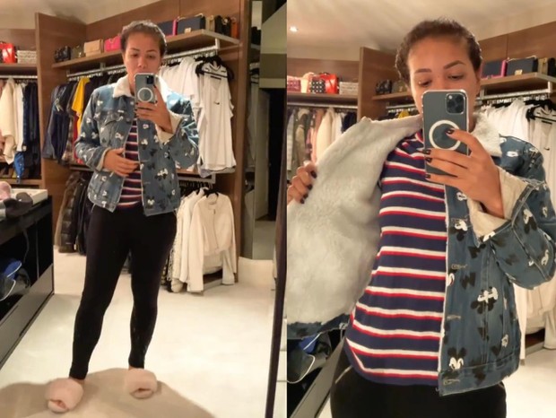 Belle Silva mostrando sua jaqueta (Foto: Reprodução/ Instagram)