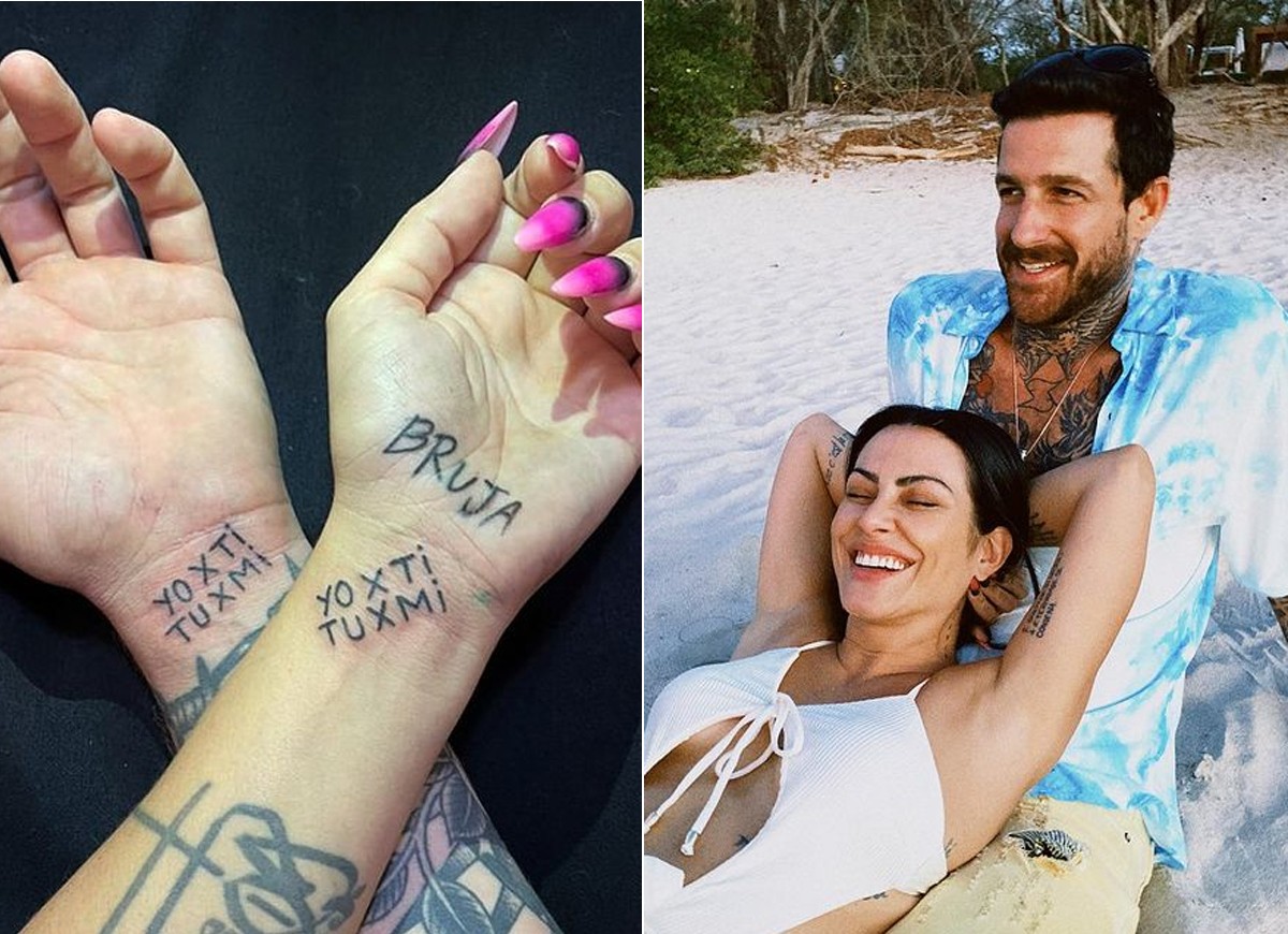 Cleo e o namorado, Leandro Dlucca, fazem tatuagens iguais (Foto: Reprodução/Instagram)