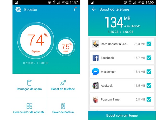 Android Booster tem função para encerrar apps rodando em segundo plano (Foto: Reprodução/Barbara Mannara)