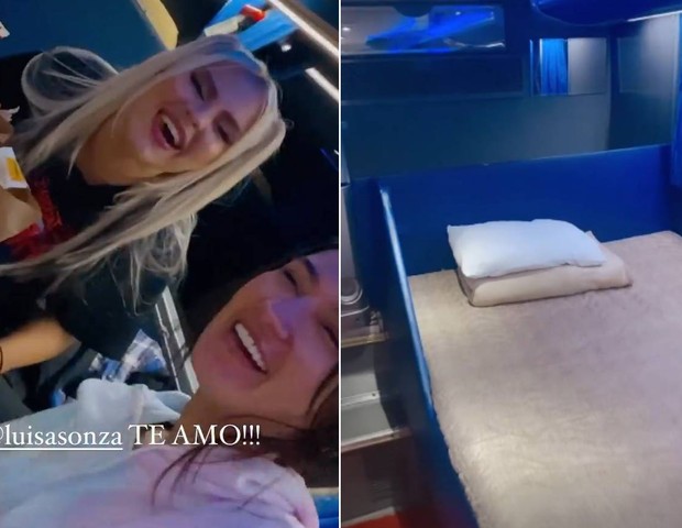 Luisa Sonza e Gabi Melim se divertem em ônibus, com direito à cama de casal (Foto: Reprodução/Instagram)