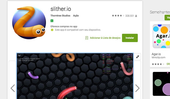 Slither.io no Android (Foto: Reprodução/Felipe Vinha)