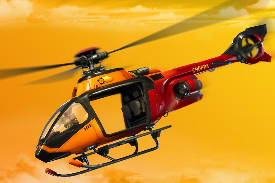 O helicóptero Choppa, lançado no novo capítulo de Fornite (Foto: Divulgação/ Epica Games) O helicóptero Choppa, lançado no novo capítulo de Fornite (Foto: Divulgação/ Epica Games)