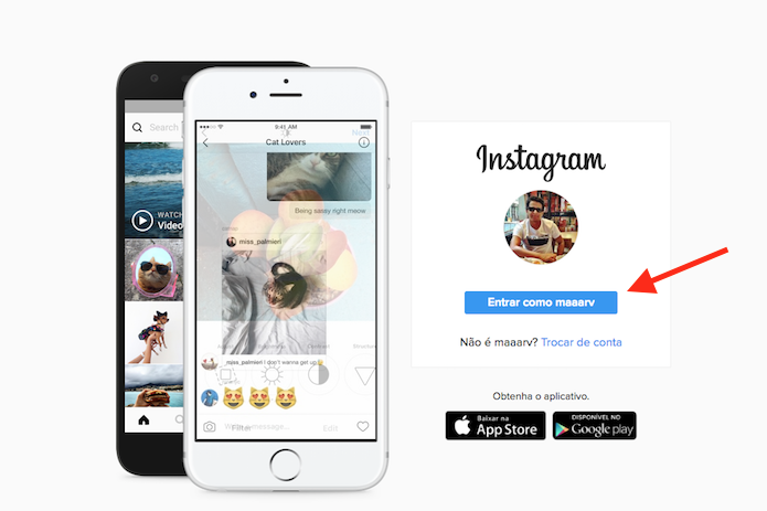 Acessando o Instagram web para visualizar publicações de amigos no Stories (Foto: Reprodução/Marvin Costa)