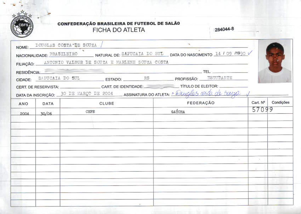 O registro de Douglas Costa (Foto: Divulgação/CBFS)