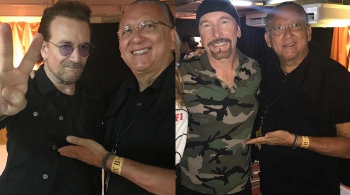 Desirée Soares resgata fotos de Galvão Bueno tietando membros da banda U2 (Foto: Reprodução/ Instagram)