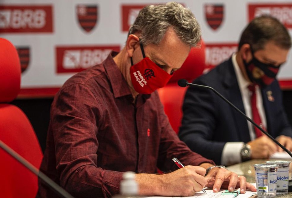 Diretoria de Rodolfo Landim informou que quase 100 mil pessoas pagaram para ver o jogo no MyCujoo — Foto: Alexandre Vidal/Flamengo