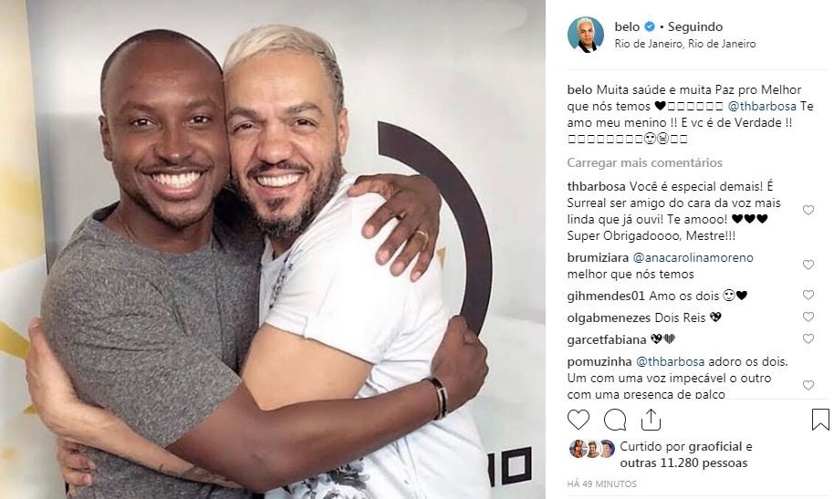 Belo dá os parabéns para Thiaguinho (Foto: Reprodução/Instagram Stories)