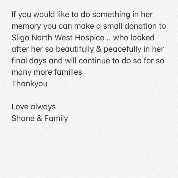 Shane Filan, do Westlife, lamenta a morte da mãe, em dezembro de 2019 (Foto: Reprodução/Instagram)