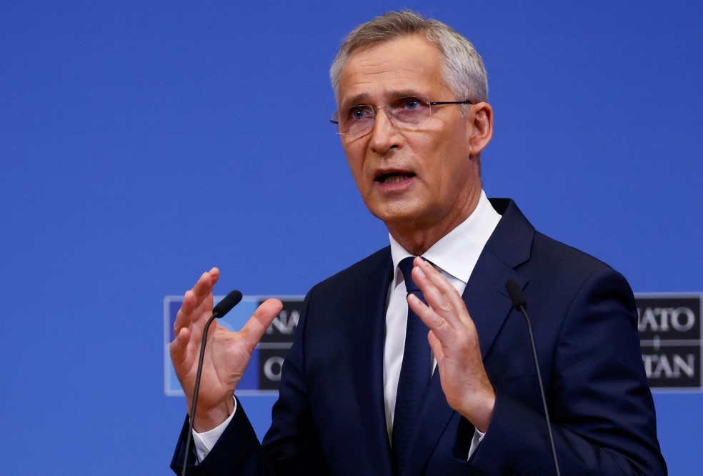 Secret&aacute;rio-geral da OTAN, Jens Stoltenberg, durante evento em 16 de junho de 2022 &mdash; Foto: Yves Herman/REUTERS
