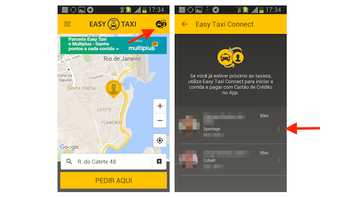 Pedindo uma corrida com a função Taxi Connect do Easy Taxi para Android (Foto: Reprodução/Marvin Costa)