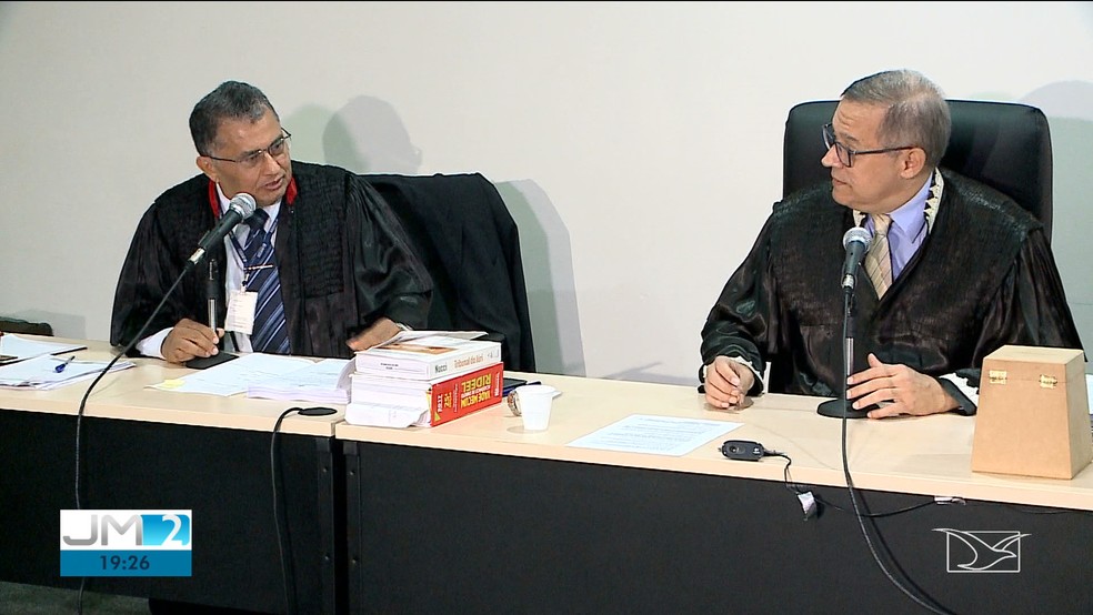Julgamento aconteceu no 4º Tribunal do Júri e a imprensa não pôde fazer imagens dos réus — Foto: Reprodução/TV Mirante