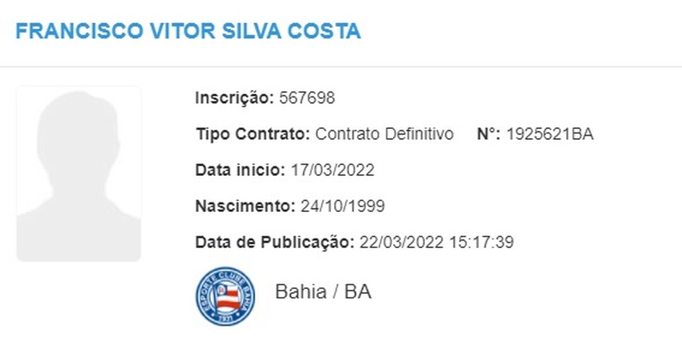 Vitor Jacar&eacute; tem nome publicado no BID &mdash; Foto: Reprodu&ccedil;&atilde;o