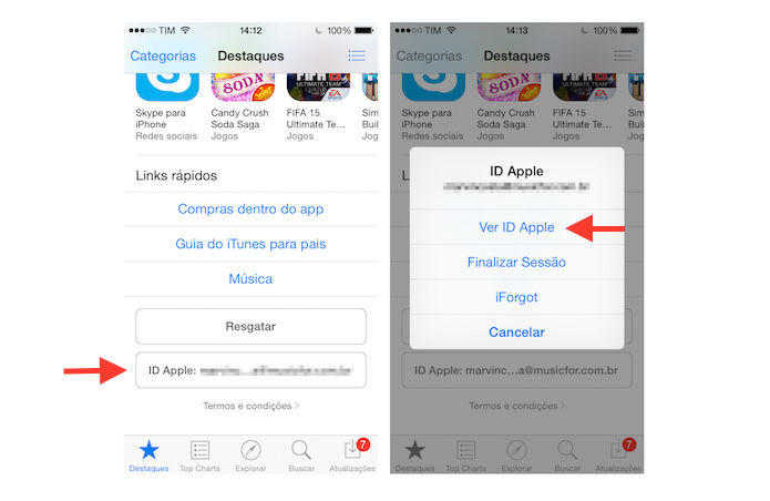 Acessando as configura??es para ID da Apple na App Store do iOS (Foto: Reprodu??o/Marvin Costa)