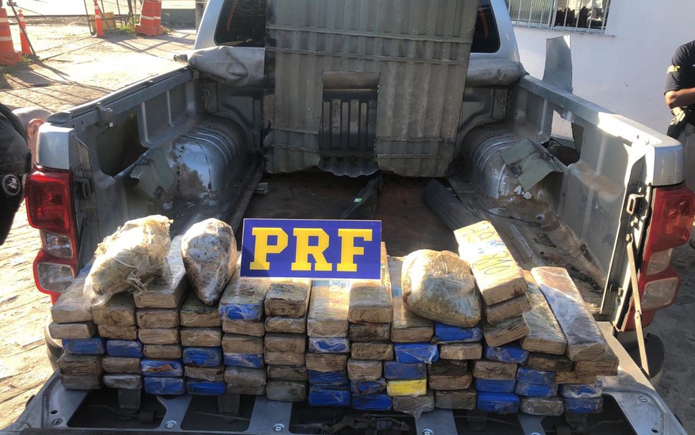 PRF apreendeu 60 quilos de maconha na BR-101, na Zona da Mata de Pernambuco — Foto: PRF/Divulgação