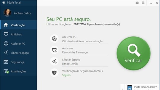 PSafe Total Windows | Software | TechTudo