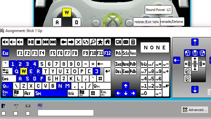 Para simular o W, S, A, D do teclado, clique nos direcionais do controle e escolha essas teclas no menu (Foto: Reprodução/Tais Carvalho)