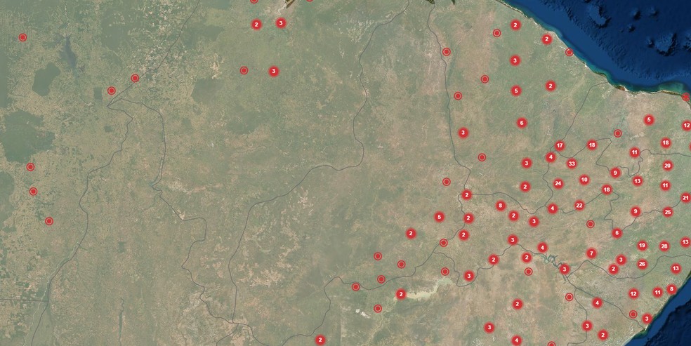 Cidades do Piauí em estado de emergência reconhecido pelo Governo Federal ficam na região sudeste do estado — Foto: Sistema Integrado de Informações sobre Desastres