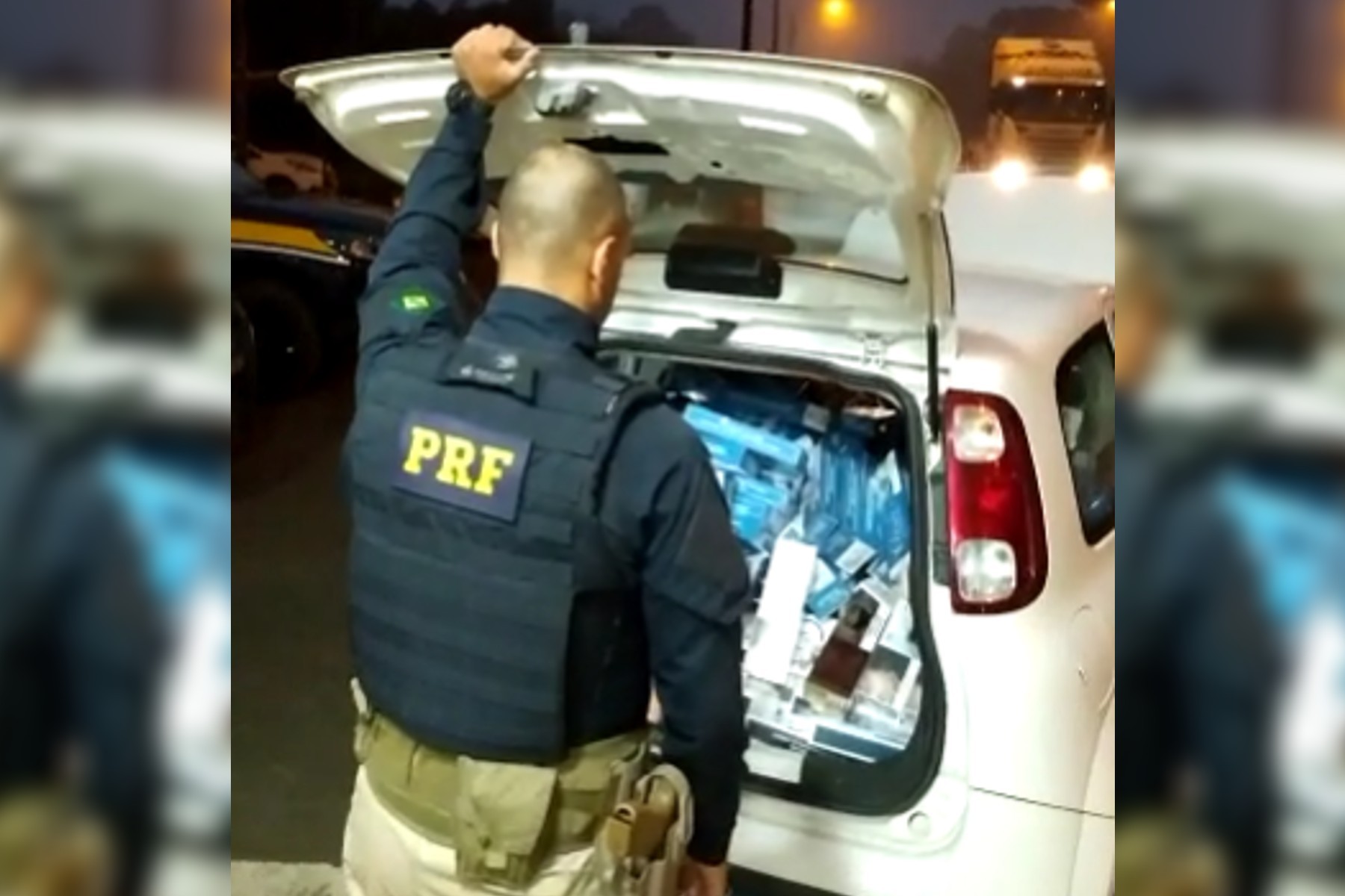 Casal é preso após PRF encontrar mais de 4 mil maços de cigarros contrabandeados dentro de carro na BR-277, em Guarapuava