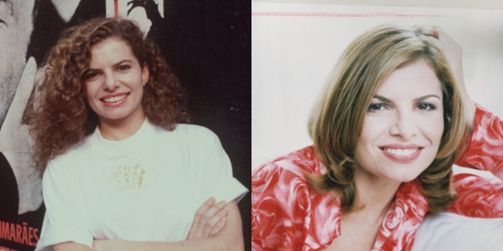 &Agrave; esquerda, a atriz em 1991, antes da cirurgia. &Agrave; direita, em 1997, j&aacute; com o nariz operado &mdash; Foto: Reprodu&ccedil;&atilde;o