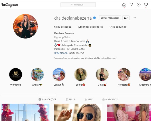 Deolane Bezerra recupera Instagram após ser suspensa (Foto: Reprodução/Instagram)