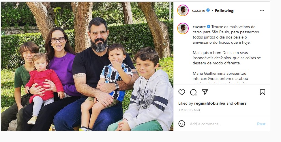 O post de Juliano Cazarré neste domingo (14) (Foto: Reprodução Instagram)