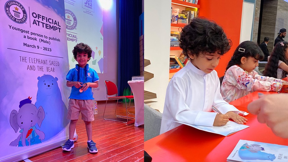 Saeed Rashed AlMheiri, de Abu Dhabi, Emirados Árabes Unidos, é o garoto mais jovem do mundo a publicar um livro