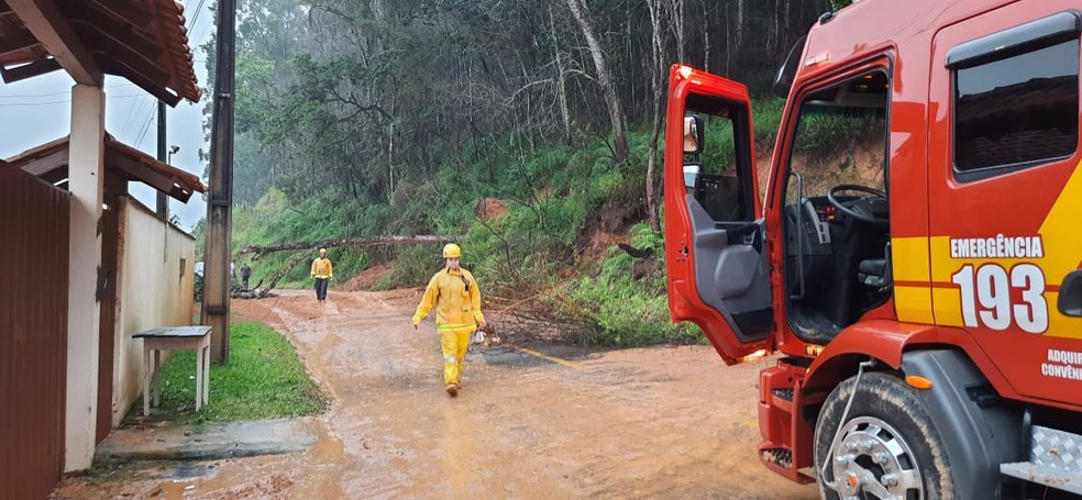 Corpo de Bombeiros de Itajaí desbloqueia vias nesta manhã de quarta-feira (9) — Foto: Corpo de Bombeiros de Itajaí/Divulgação